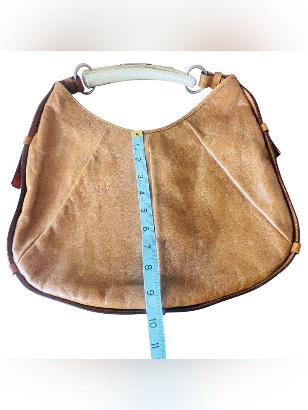 Yves Saint Laurent Tan Leather Hobo with Antler Handle - Picture 11 of 11
